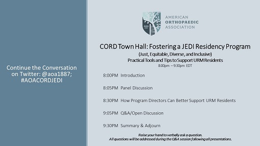 JEDI Town Hall Main Pic New Logo CORD Town Hall: Fostering a JEDI Residency Program