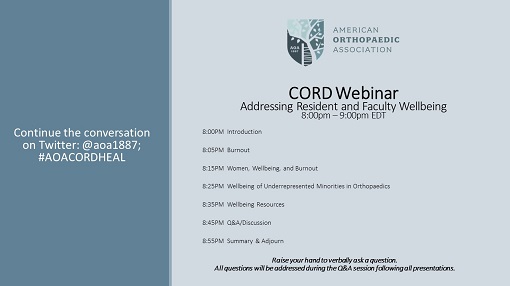 Wellness Webinar Main New Logo CORD Webinar: Addressing Resident and Faculty Wellbeing